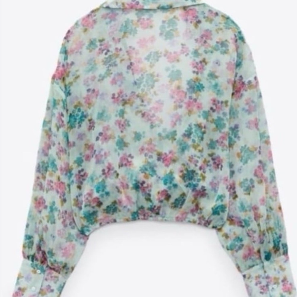 Zara Floral Blouse - Pink and Blue - Picture 8 of 12
